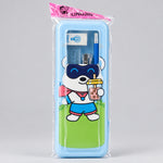 Superhero Bear Magnetic Metalic Pencil Box with Built-in Sharpener & Boba Drink Print