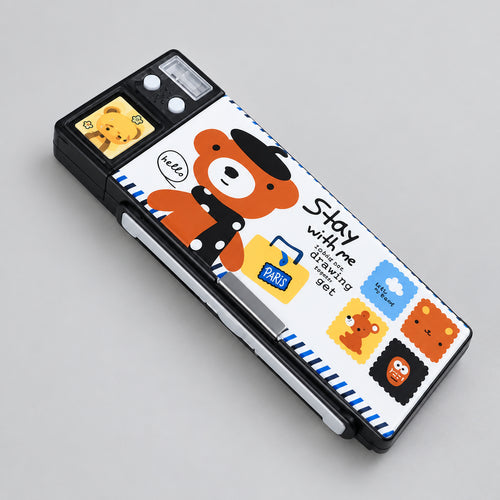 Cute Teddy Bear Multi-Functional Magnetic Pencil Box with Built-in Sharpener
