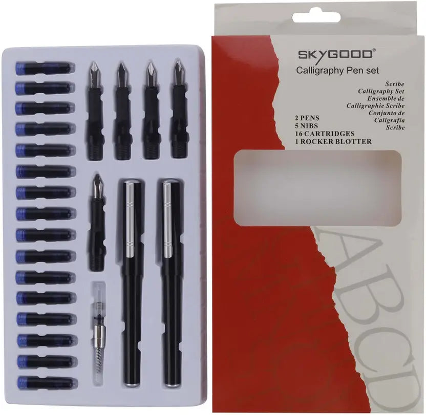 FRKB Sky Good Calligraphy Set with 5 Nibs,16 Ink Cartridges & 2 pens Pen Gift Set  (Ink Color - Black)